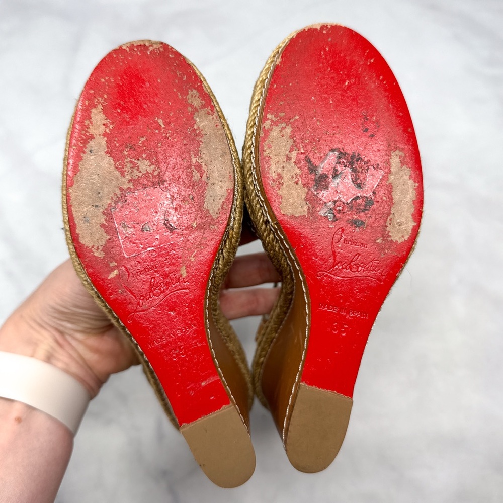 Christian Louboutin Vintage Y2K Almeria Leather Platform Espadrille Sandal Heels - Picture 10 of 14